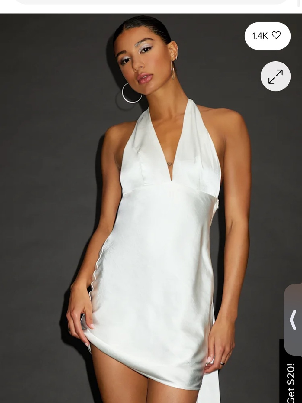 Lulus Zimri White Satin Halter Mini Dress